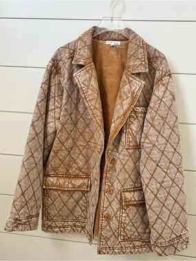 On The Road Quilted Tan Brown Blazer Jacket from Anthropologie